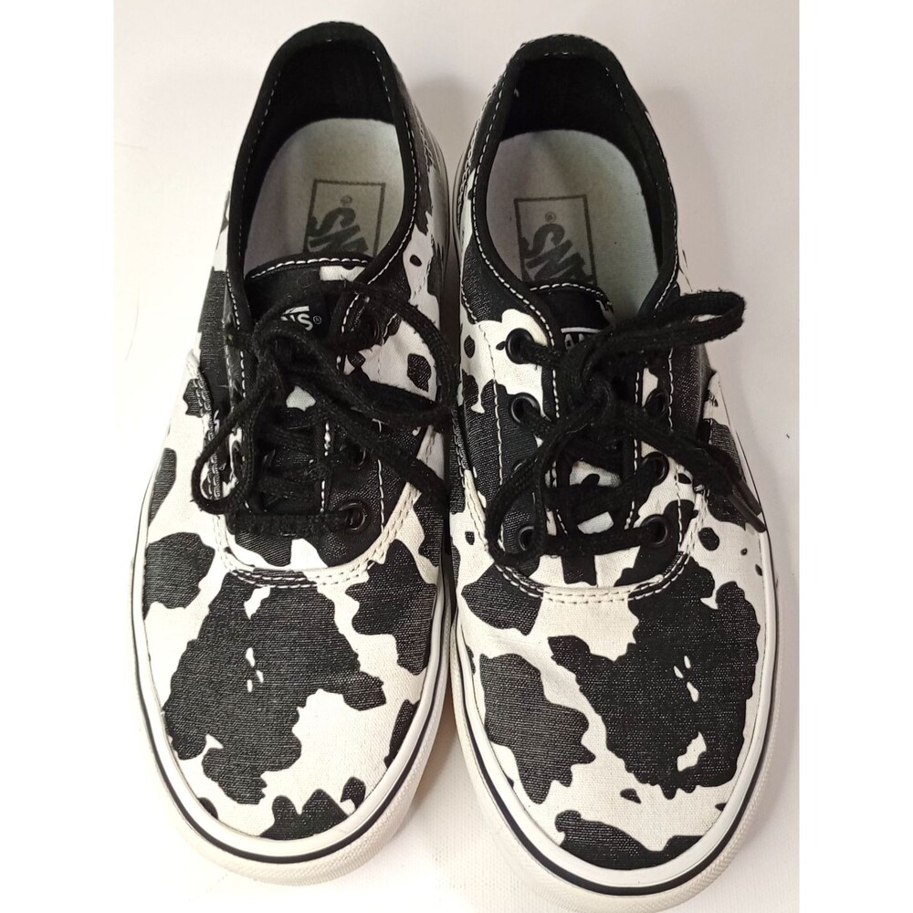 Vans Authentic Cow Print Sneakers Shoes Black White Women’s Size 8 Low Top